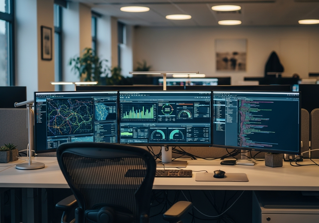 Modern office technology setup